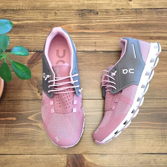 on cloud pink shoes